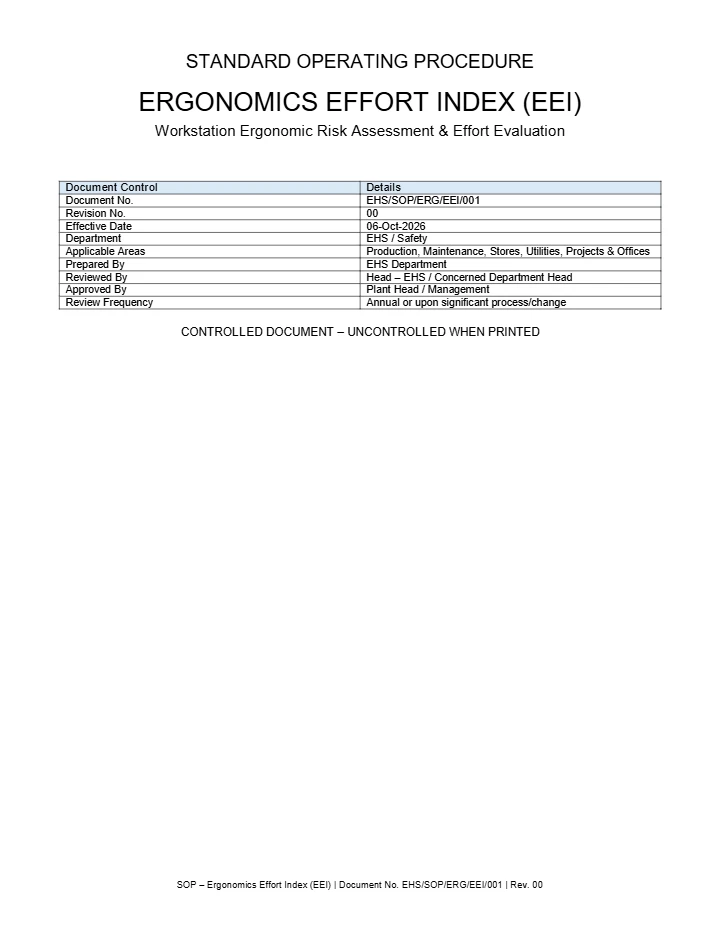 SOP Ergonomics Effort Index