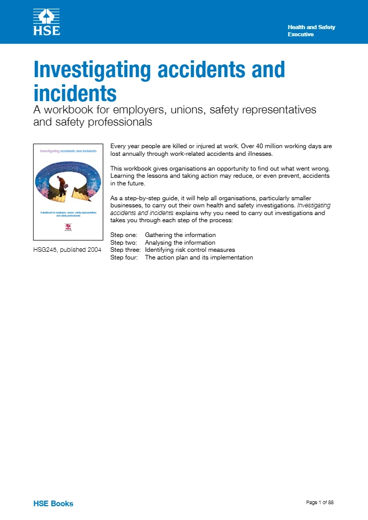 Accident and Incident Investigation Guide (Based on HSE HSG245)