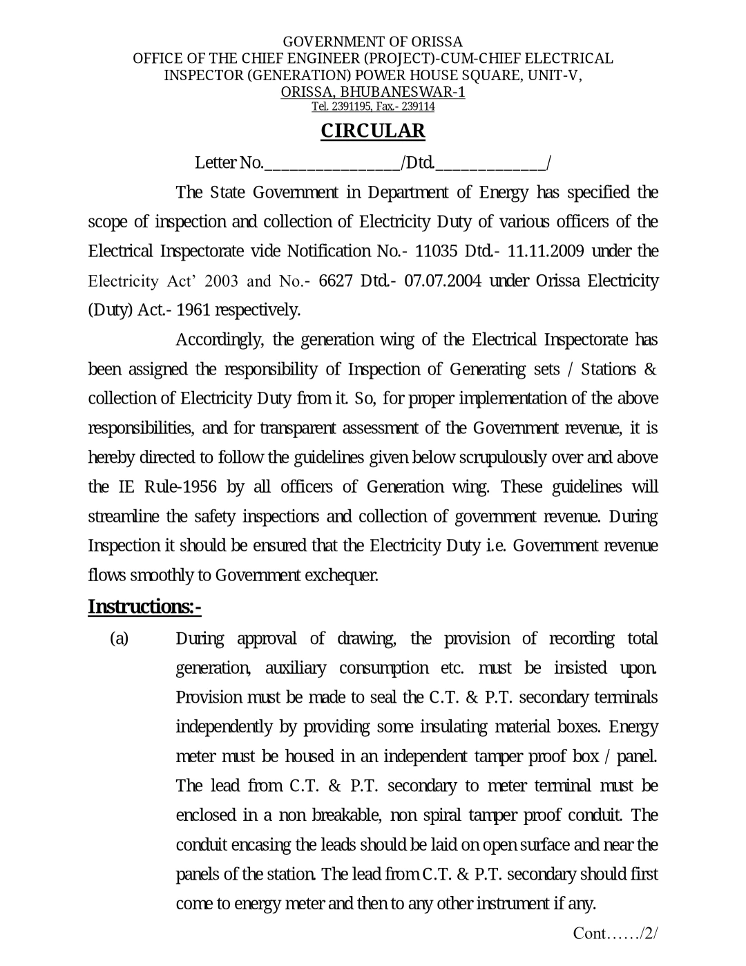 Electrical Safety Inspection Guidelines for Generating Stations and DG Sets