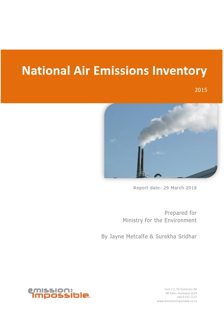 National Air Emissions Inventory – 2015