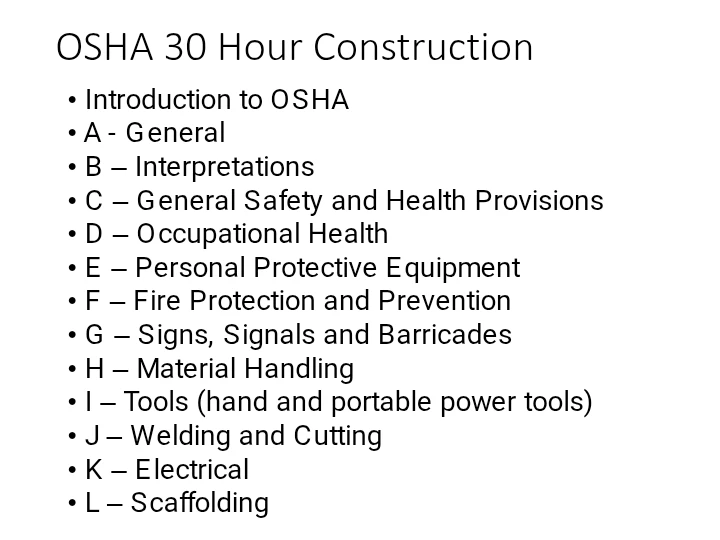 OSHA 30-Hour Construction – Day One