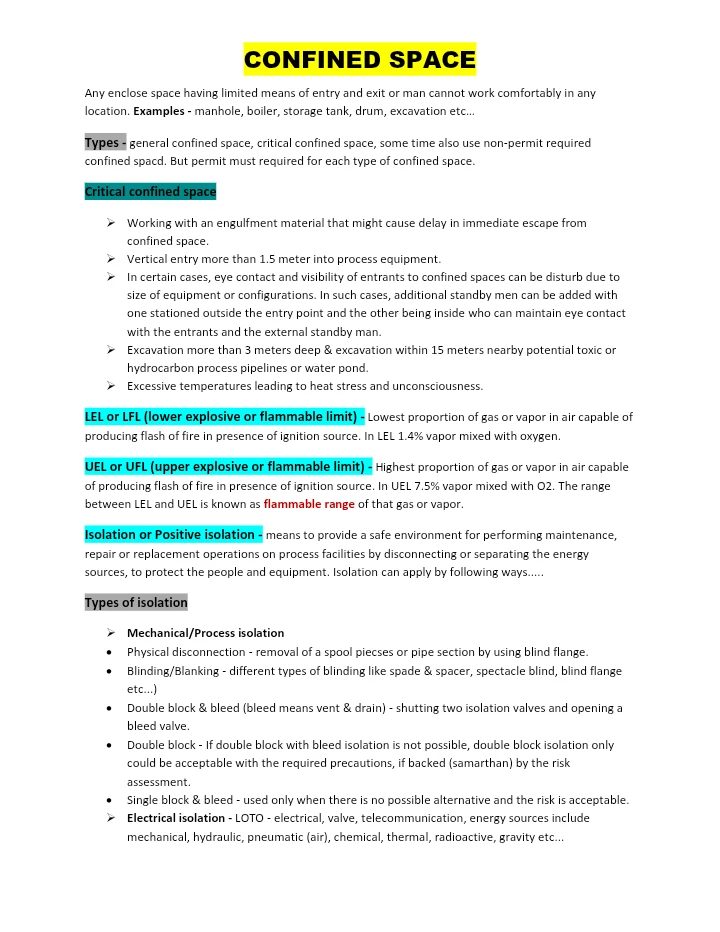 Confined Space Safety – Entry, Isolation, LOTO, Gas Testing & Rescue