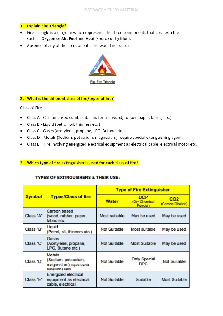 FIRE WATCH STUDY MATERIAL