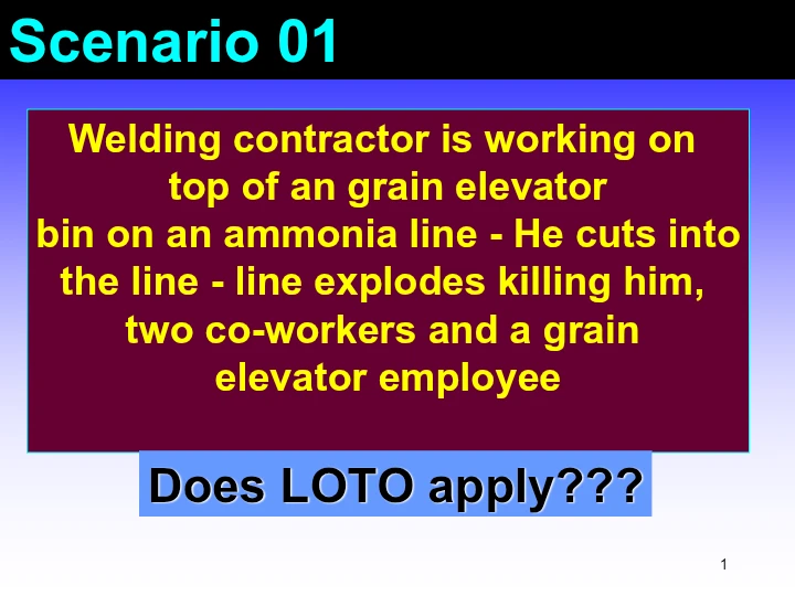 LOCKOUT/TAGOUT (LOTO) – Control of Hazardous Energy – 29 CFR 1910.147