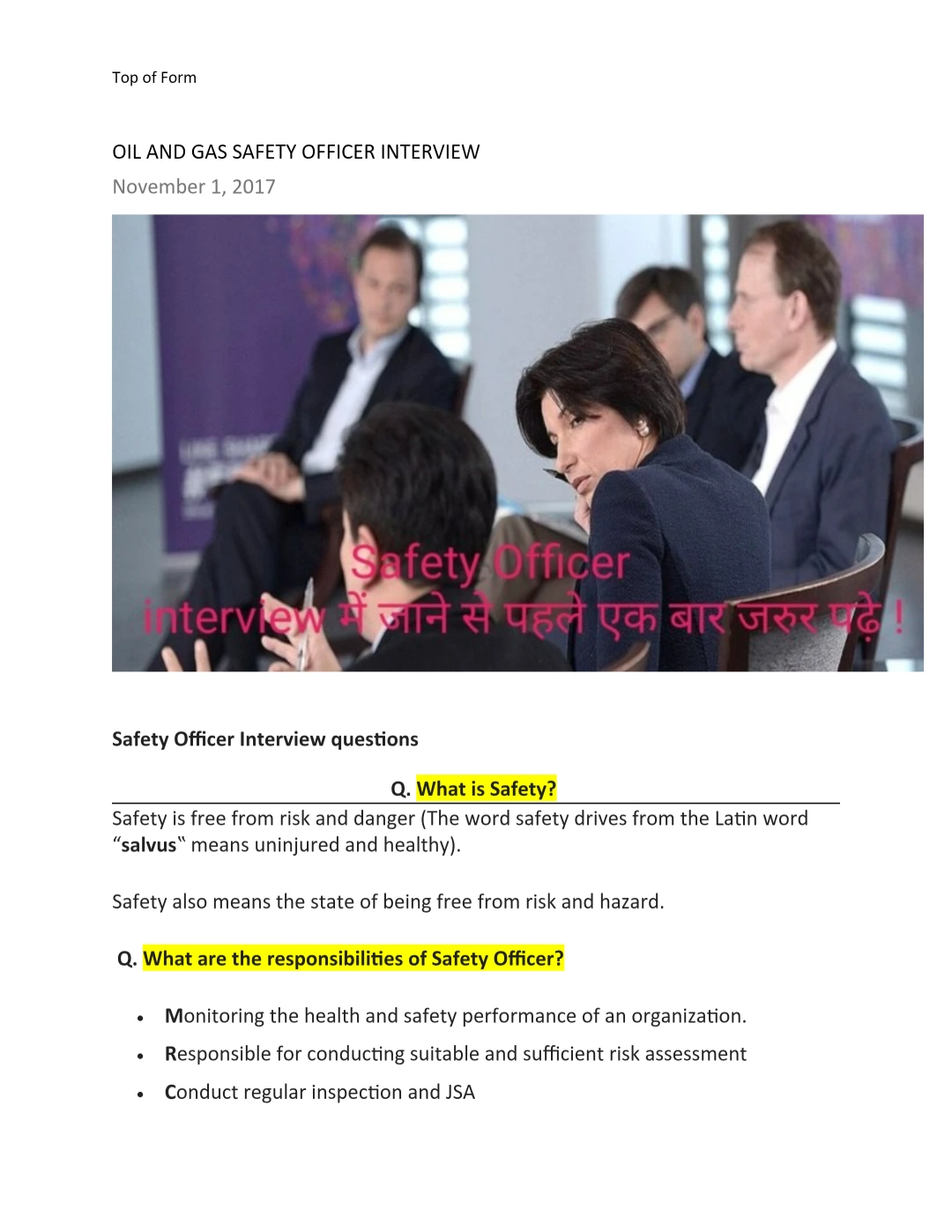 Oil and Gas Safety Officer Interview Questions and Answers – HSE Technical Preparation Guide