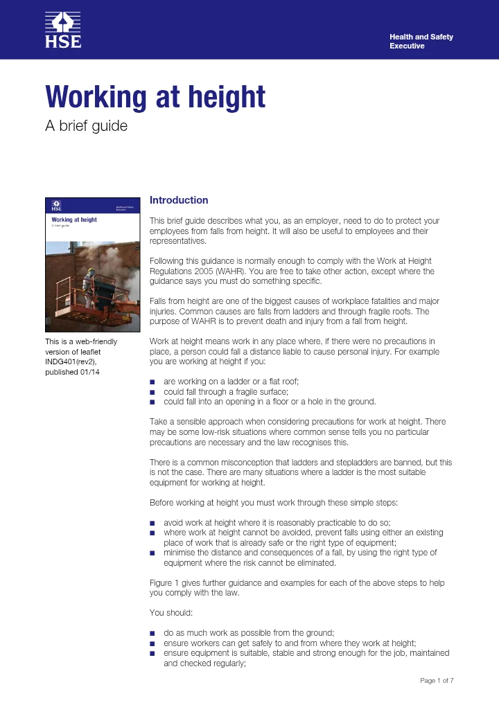 Working at Height – A Brief Guide