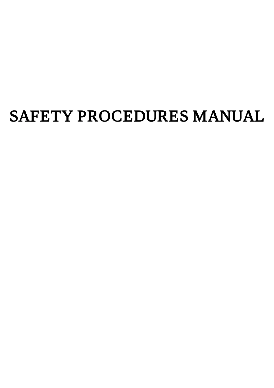 Safety Procedures Manual