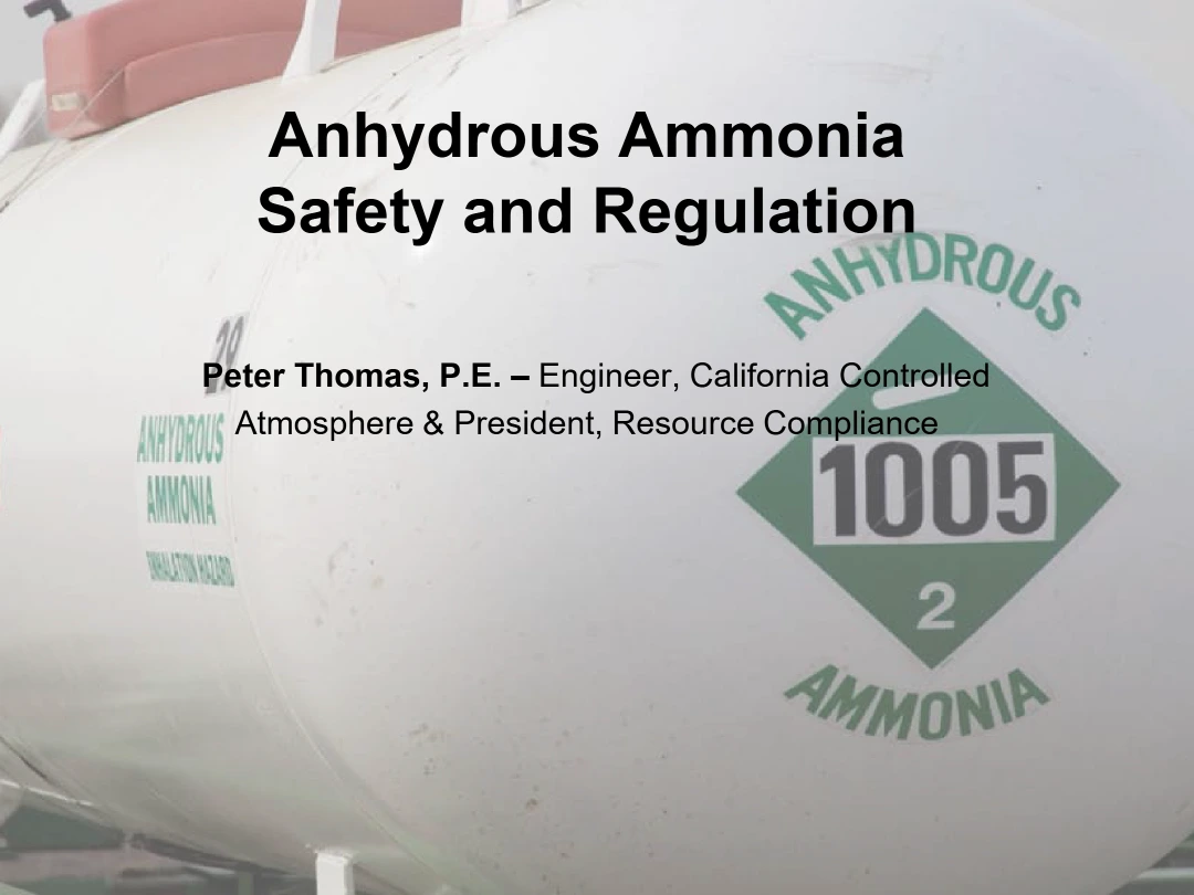 Anhydrous Ammonia Safety and Regulatory Requirements