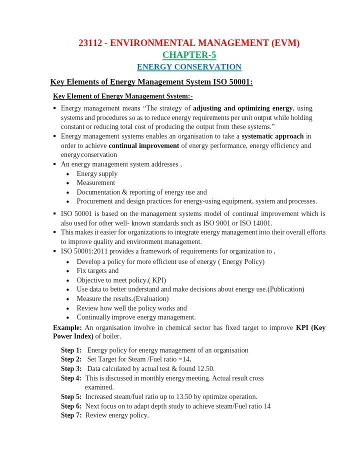 Chapter 5 – Energy Conservation | Environmental Management (EVM)