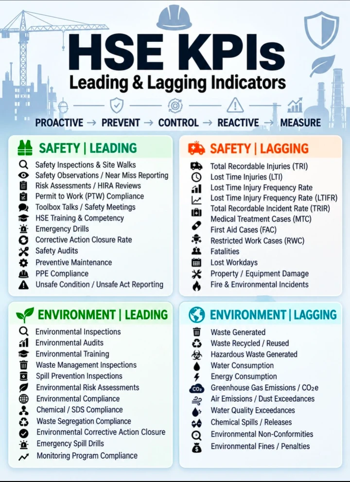 HSE KPIs – Leading and Lagging Indicators for Safety and Environmental Performance
