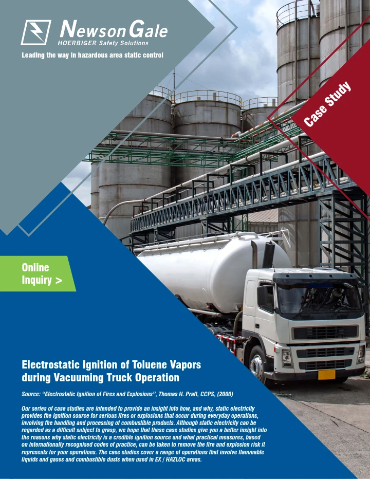 Electrostatic Ignition of Toluene Vapors During Vacuuming Truck Operation