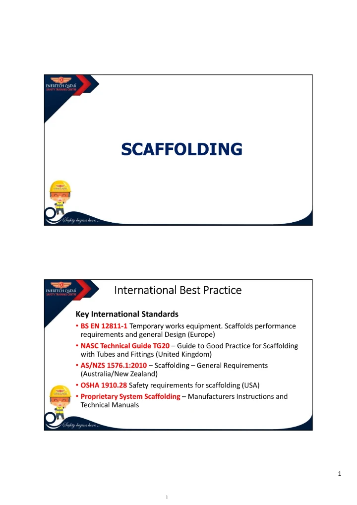 Scaffolding – International Best Practice, Safety & Technical Guidance