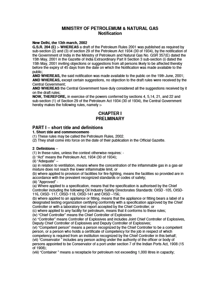 Petroleum Rules, 2002