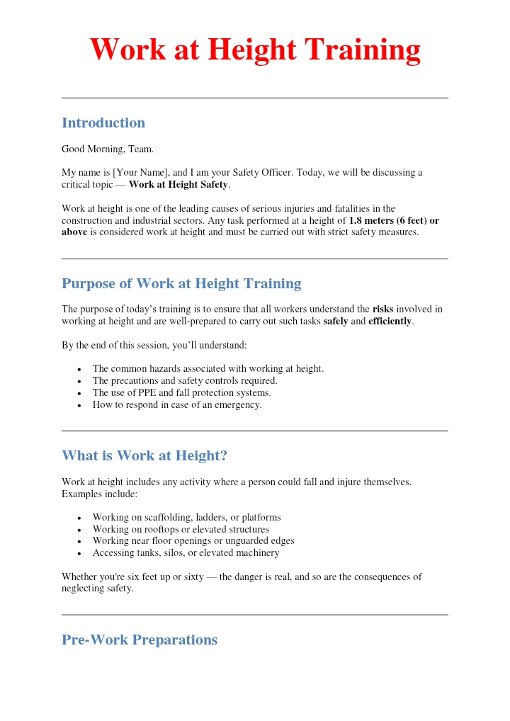 Work at Height Training