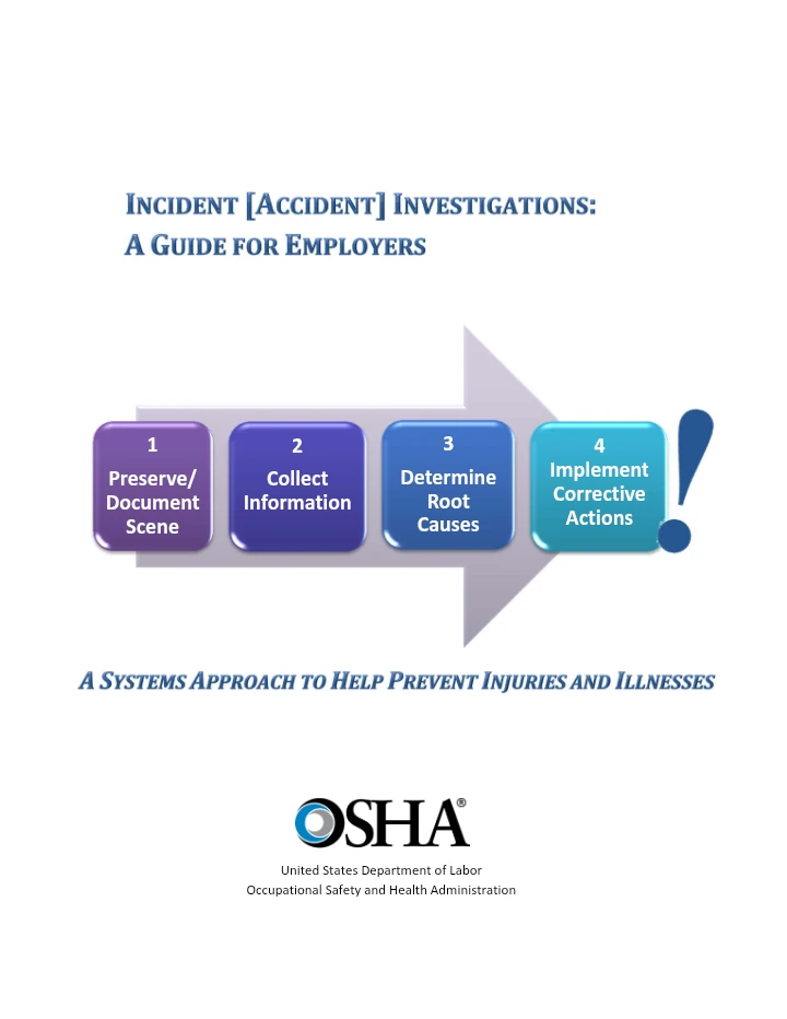 Incident [Accident] Investigations – A Guide for Employers