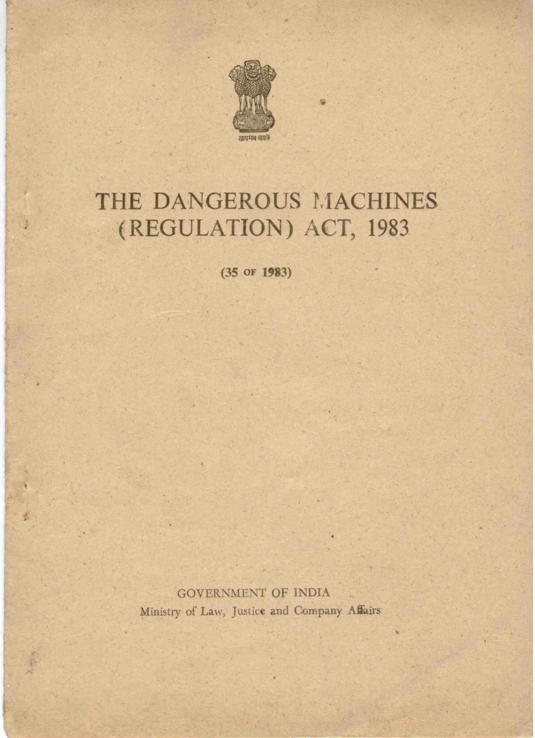 The Dangerous Machines (Regulation) Act, 1983