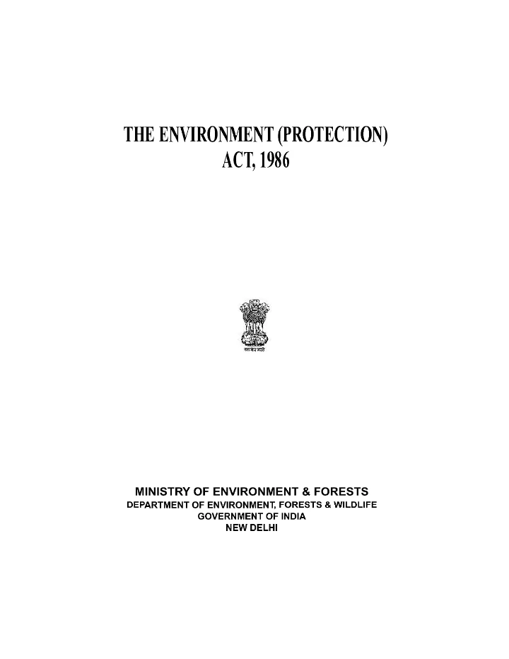 Environment (Protection) Act, 1986