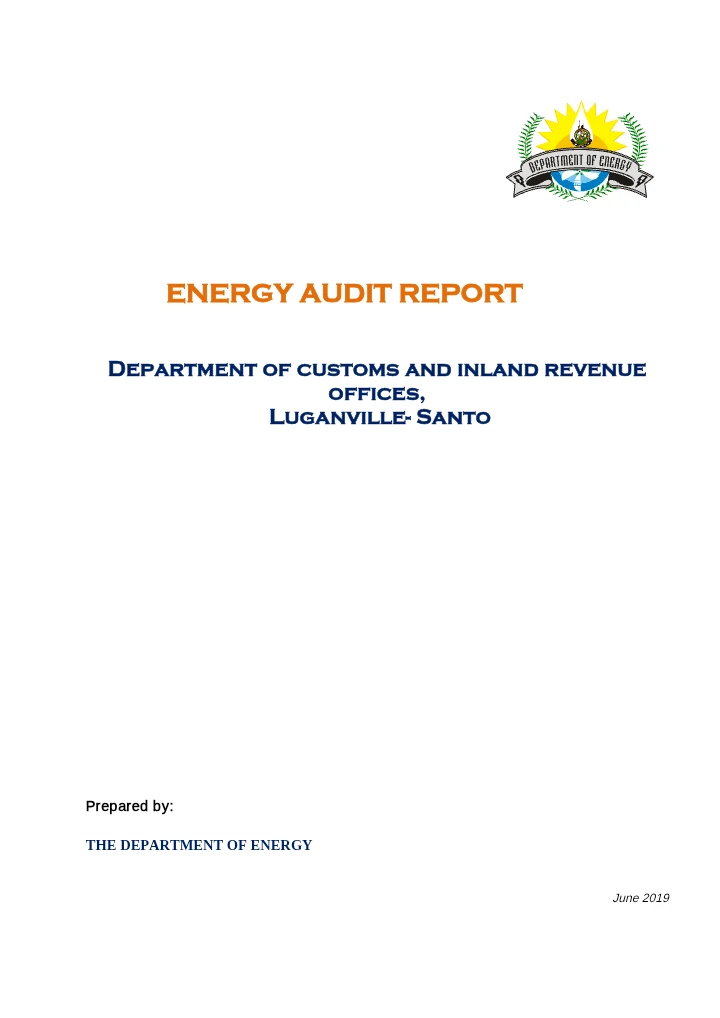 Energy Audit Report – Customs and Inland Revenue Offices, Luganville, Santo