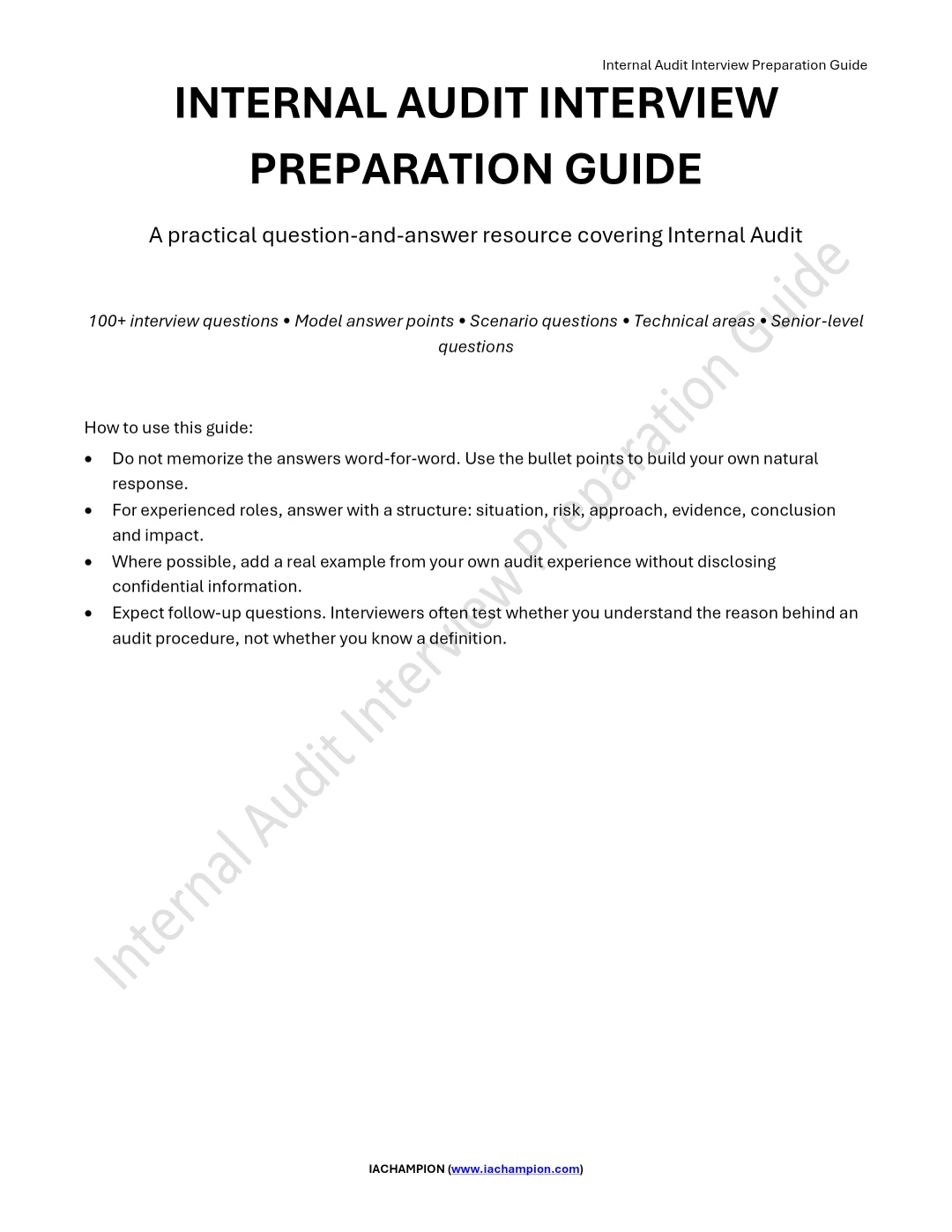 Internal Audit Interview Preparation Guide – 100+ Questions and Model Answer Points