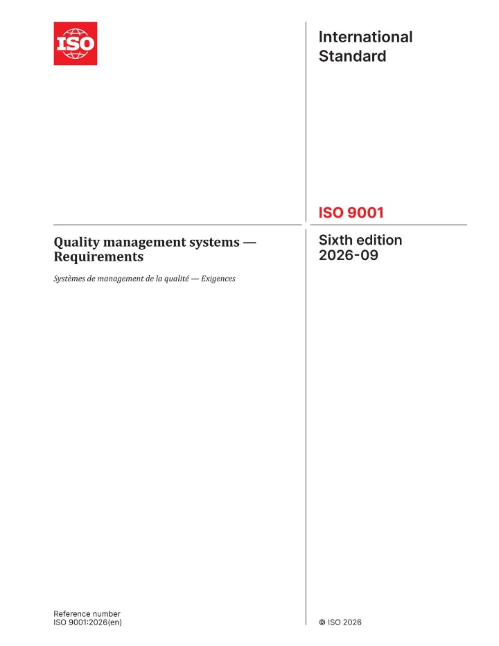 ISO 9001:2026 – Quality Management Systems — Requirements