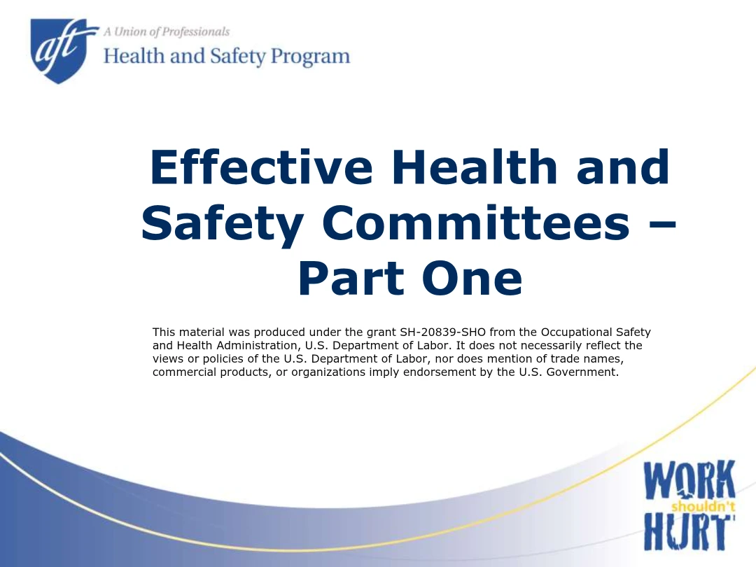 Effective Health and Safety Committees – Part One