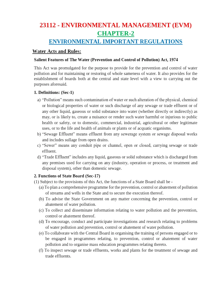 Chapter 2 – Environmental Important Regulations | Environmental Management (EVM)