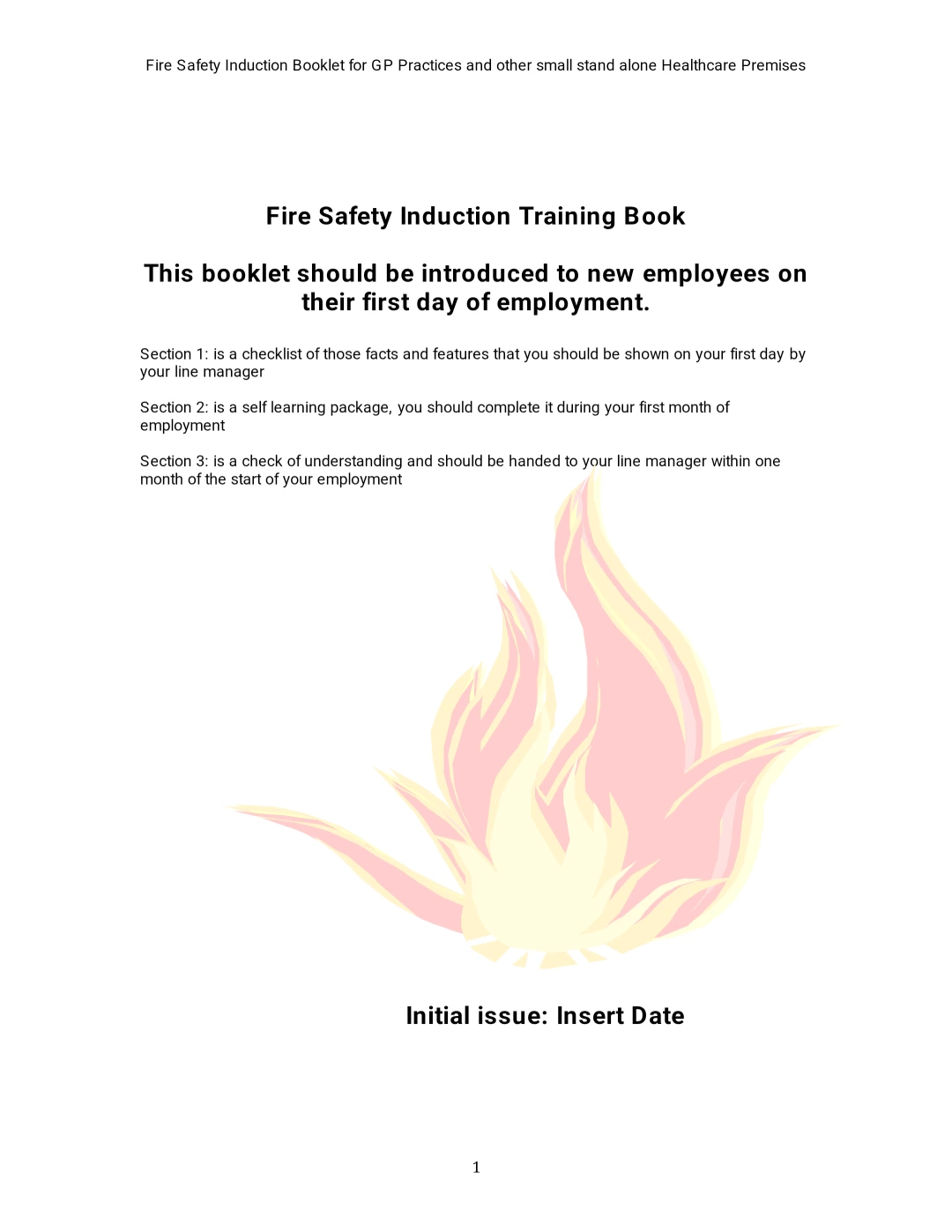 Fire Safety Induction Training Booklet – GP Practices and Small Healthcare Premises
