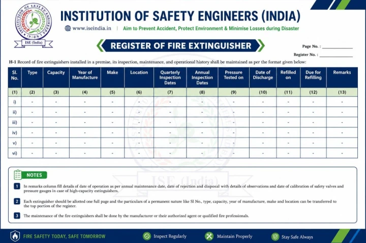 REGISTER OF FIRE EXTINGUISHER – H-1